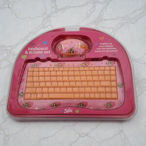 Justice Keyboard Mouse Set Pink Monkey Hearts Wired USB New Sealed Girls